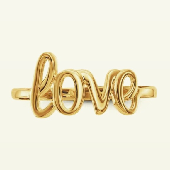 14K Yellow Gold Love Letters Ring